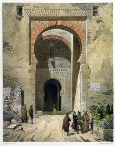 Oikeuden portti, sisäänkäynti Alhambraan, Granada, 1853 tekijältä Leon Auguste Asselineau